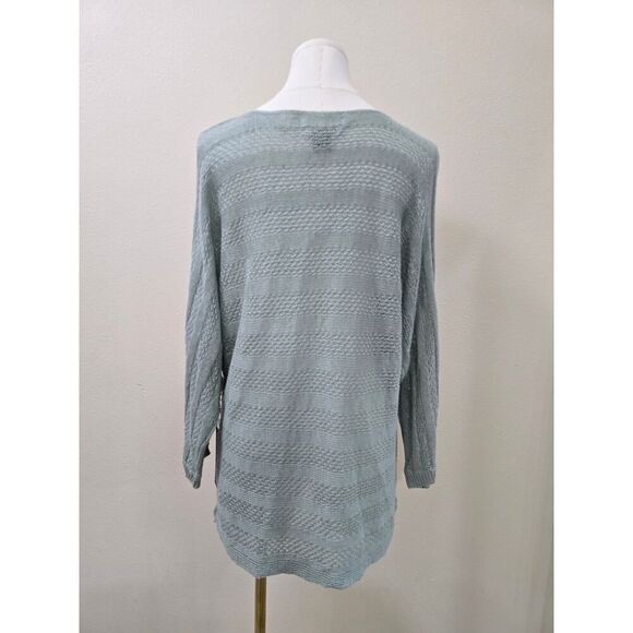 Tahari Linen Sweater S Sage Green Textured Lightweight Knit Pullover Oversized - Picture 3 of 6